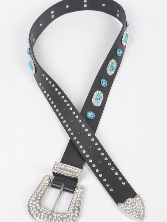 Western Style Belt With Turquoise main image 8